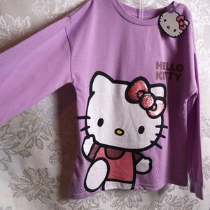 Girls Hello Kitty Long sleeve shirt, Size S/P (6) Purple Graphic w sequins NWT